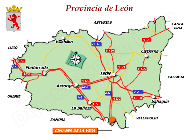 Mapa de la provincia de León
